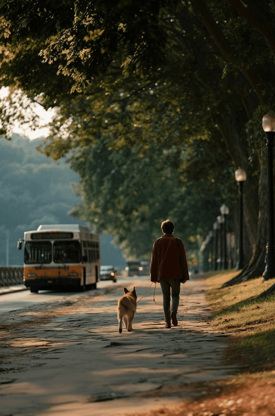 A dog riding a city bus