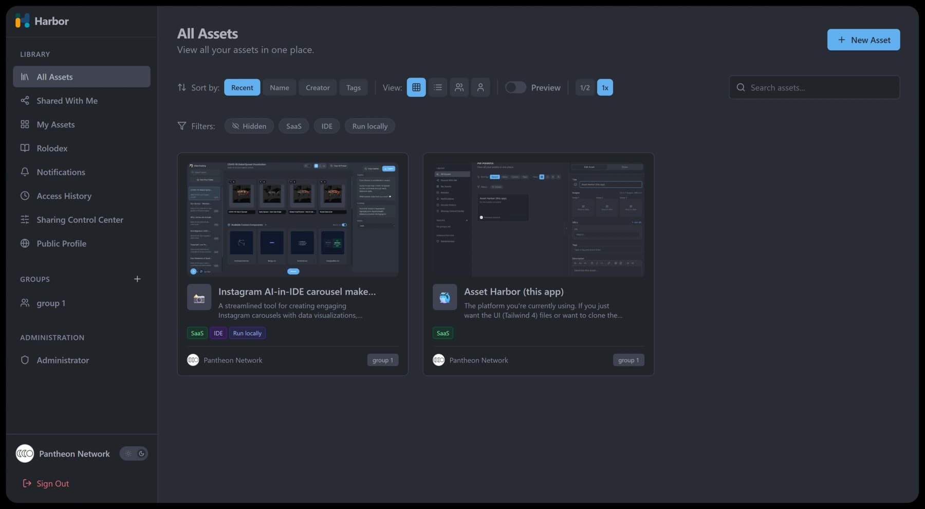 Assets Harbor product preview