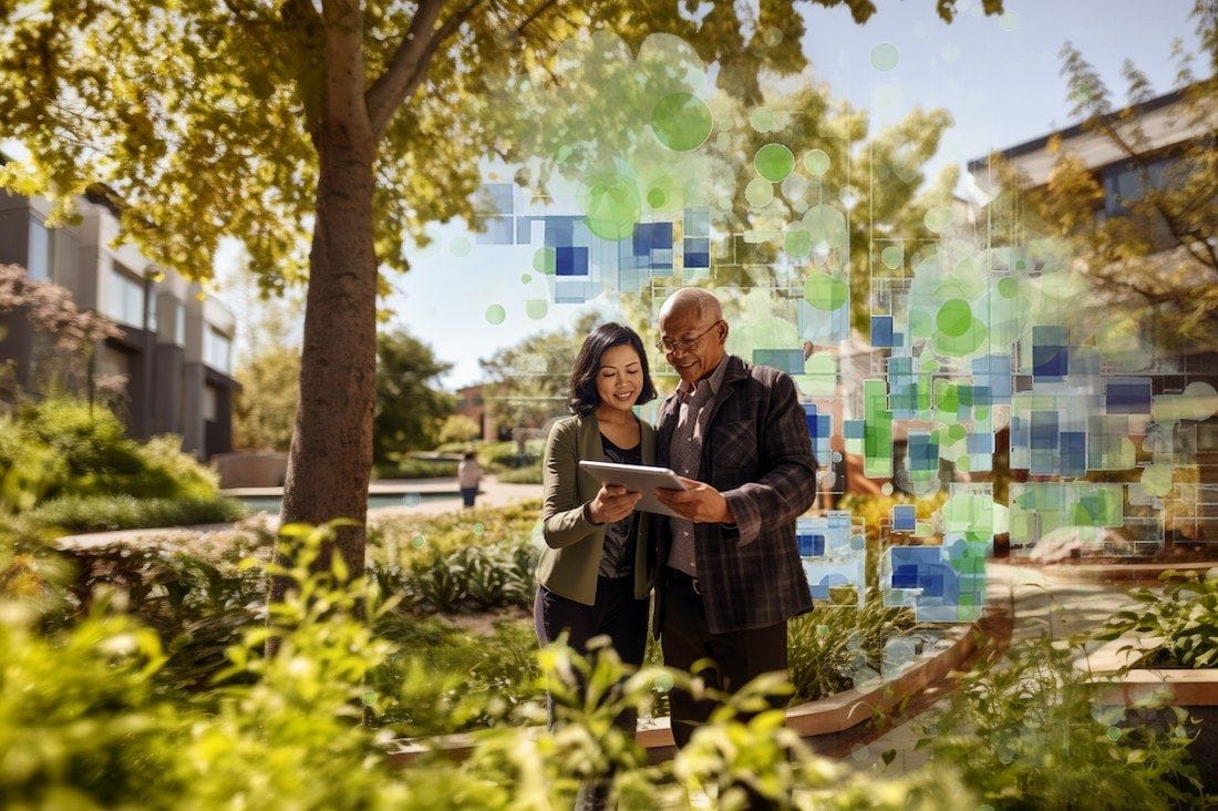 People reviewing community data and maps